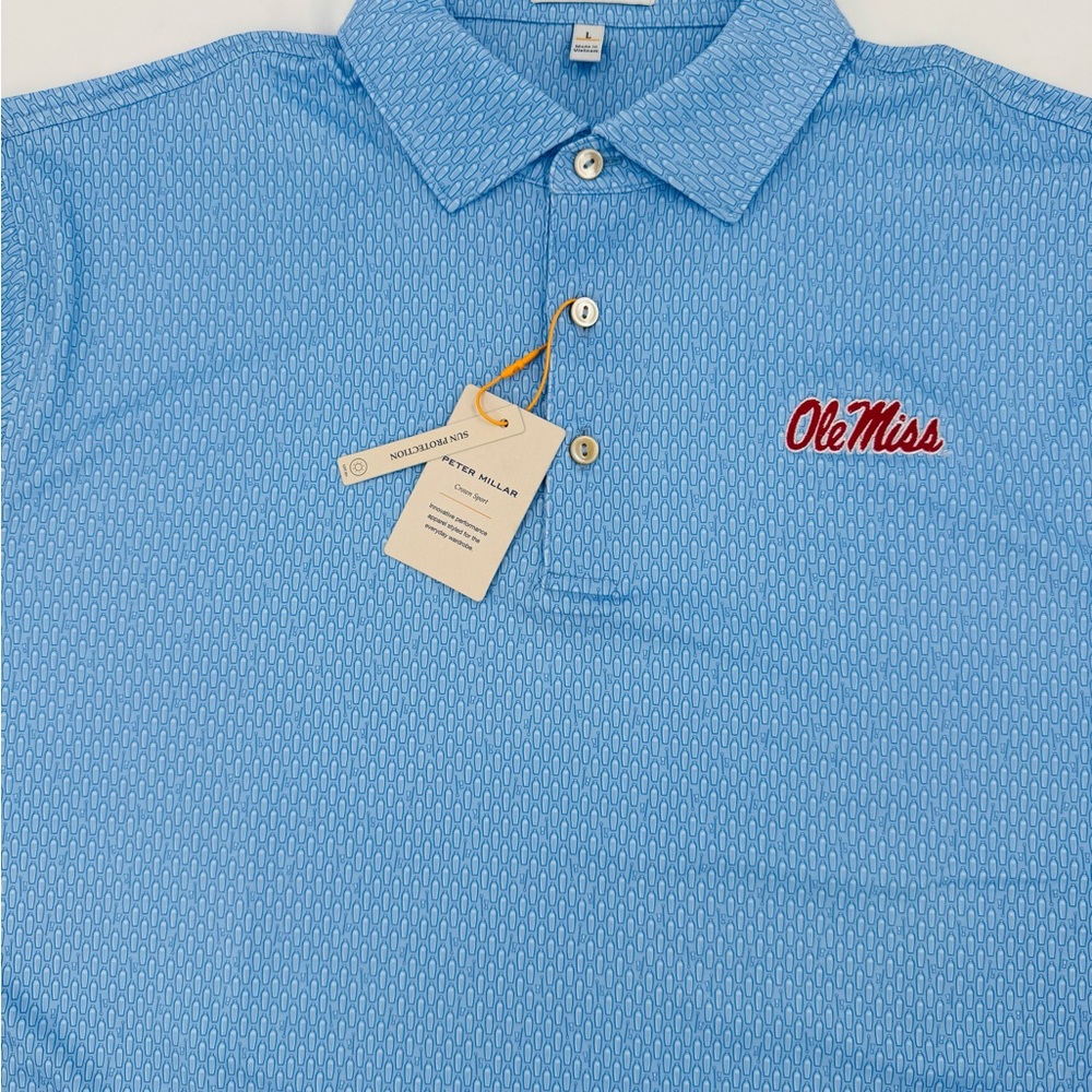 Powder Blue Peter Millar Ole Miss "Shake Things Up" Polo XL - NWT & Sealed - Picture 5 of 6
